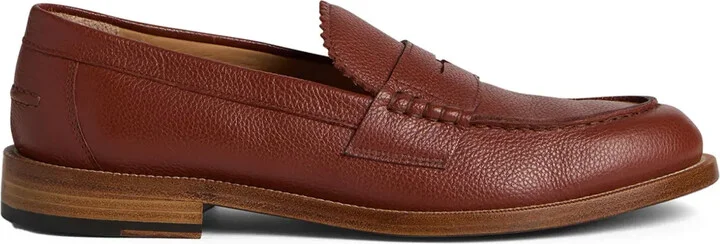 Pebbled Leather Penny Loafers