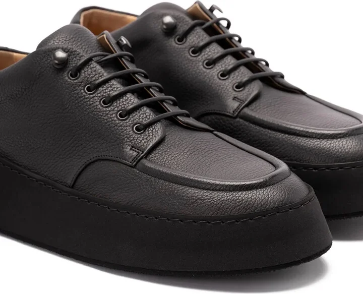 Pebbled Leather Platform Derby Shoes - Image 4