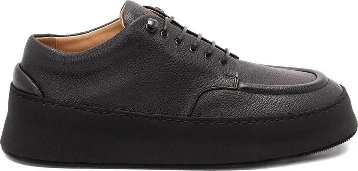 Pebbled Leather Platform Derby Shoes