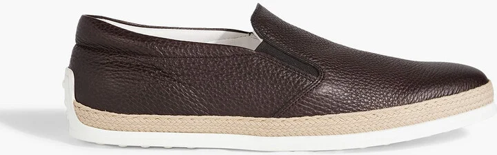 Pebbled-leather slip-on sneakers