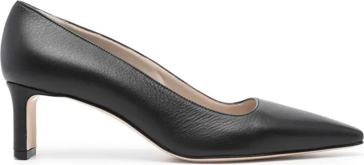 Pebbled-Texture Leather Pumps