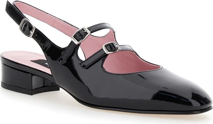 'peche' Black Mary Jane Pumps In Patent Leather Woman