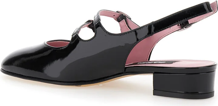 'peche' Black Slingback Pumps With Buckle Strap Closure In Patent Leather Woman - Image 2