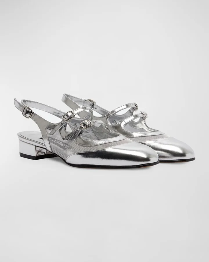 Peche Metallic Mary Jane Ballerina Flats - Image 2
