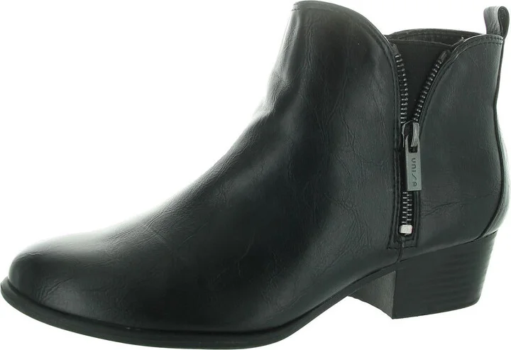 Pedrio Womens Zipper Faux Leather Ankle Boots