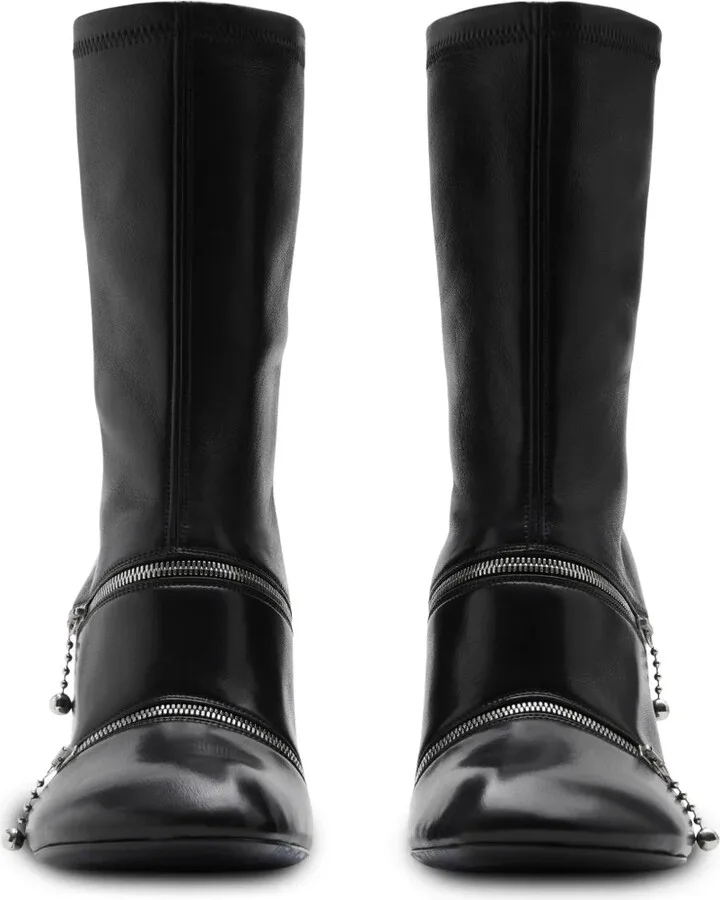 Peep leather ankle boots - Image 2