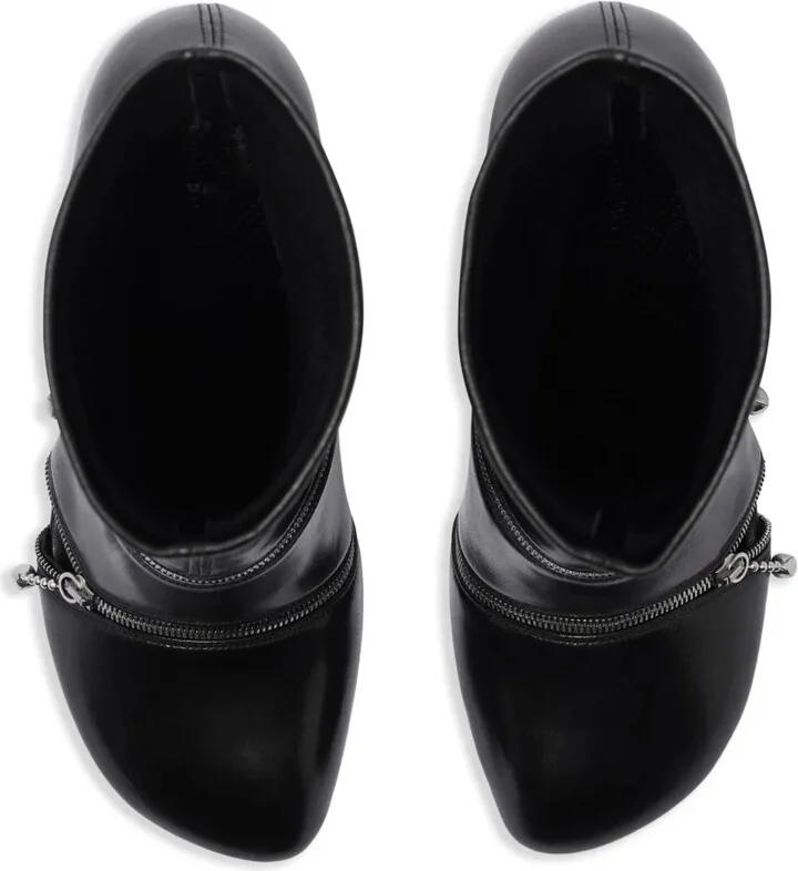 Peep leather ankle boots - Image 4