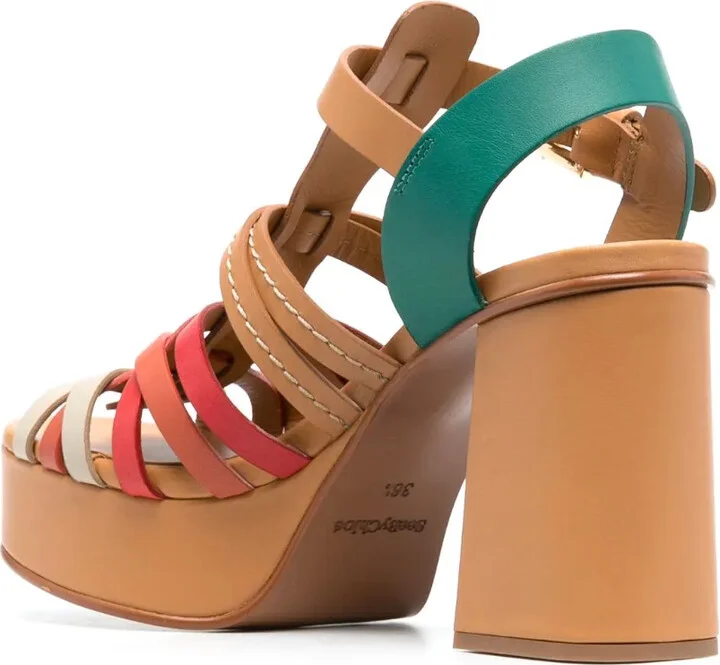 Peep-Toe 100mm Leather Sandals - Image 3