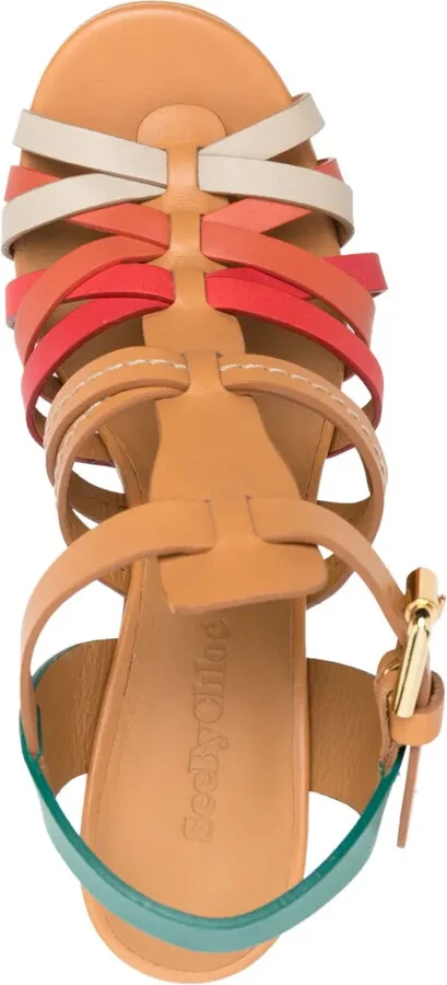 Peep-Toe 100mm Leather Sandals - Image 4
