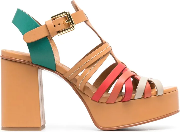 Peep-Toe 100mm Leather Sandals