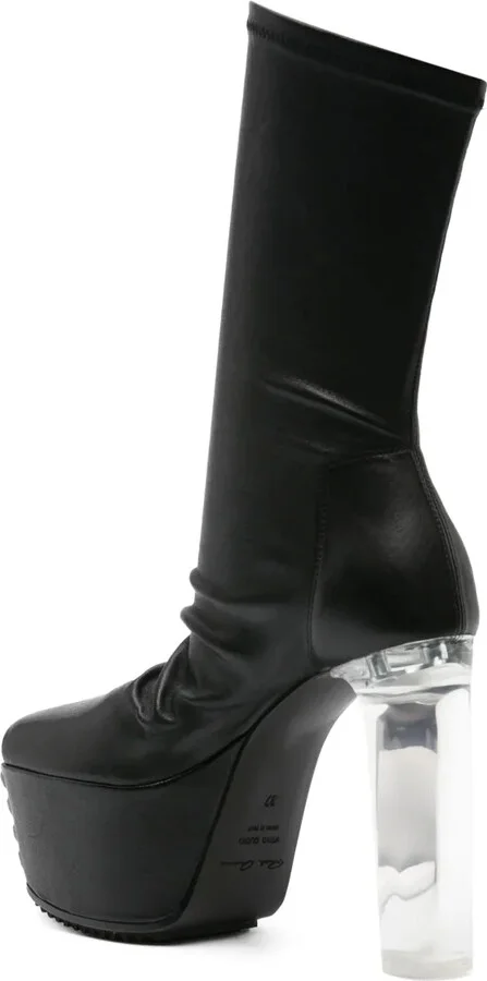 Peep-Toe Leather Mid-Calf Boots - Image 3