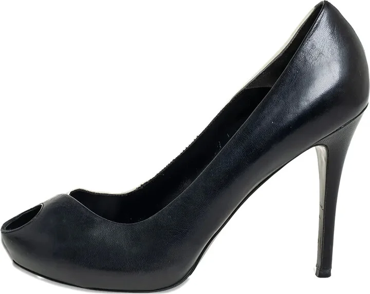 Peep-Toe Leather Pumps