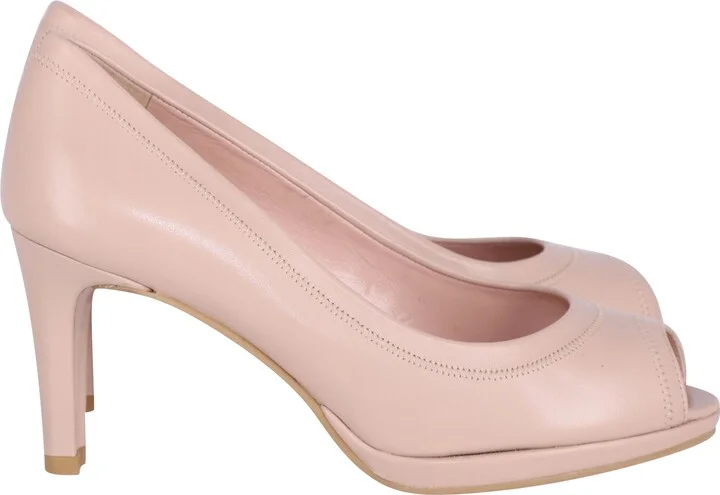 Peep Toe Pumps in Pink Leather