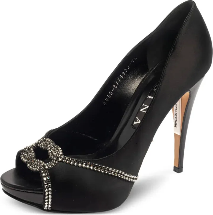Peep-Toe Satin Heels - Image 2