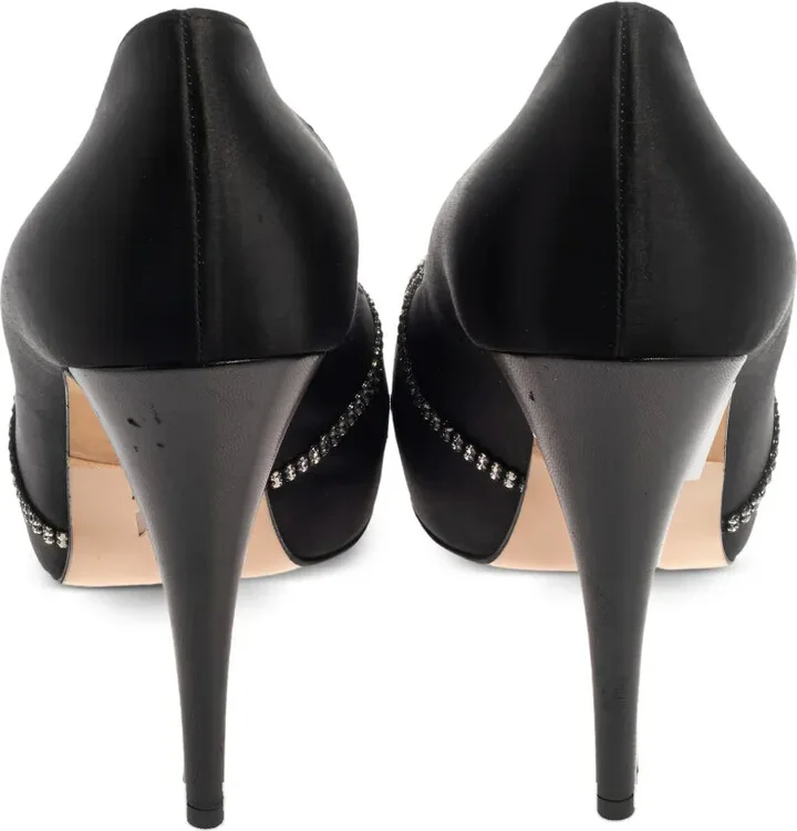 Peep-Toe Satin Heels - Image 4