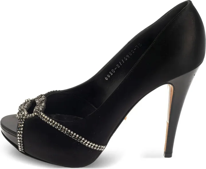 Peep-Toe Satin Heels