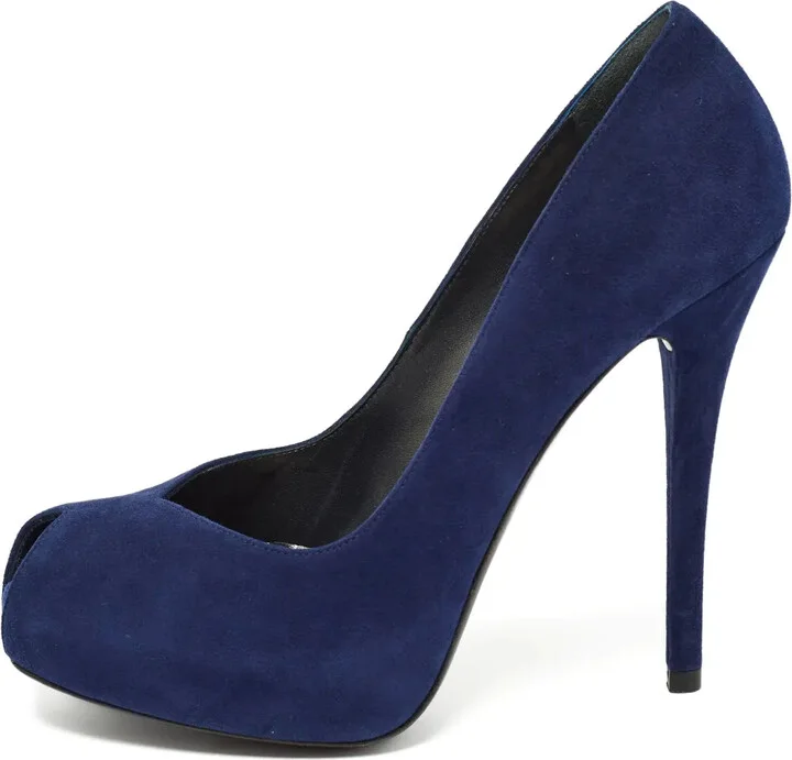 Peep-Toe Suede Heels