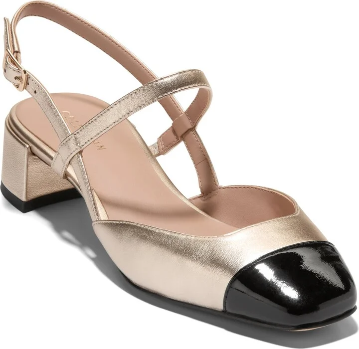 SOFT GOLD LEATHER/BLACK PATENT
