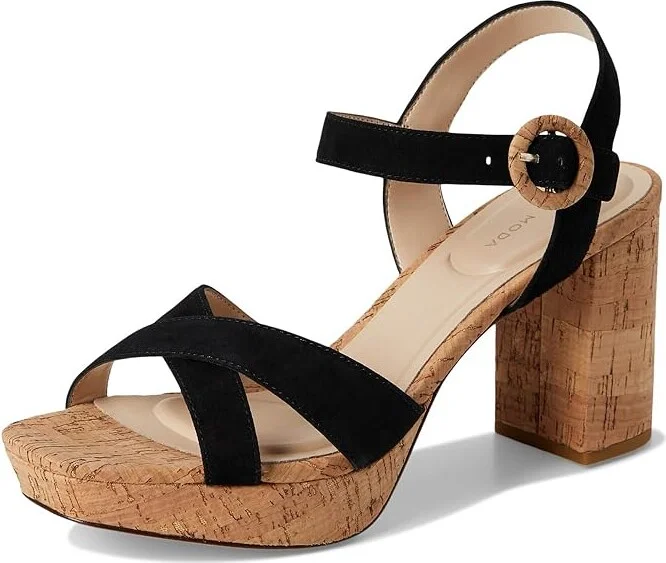 Pelle Moda Andrei Platform Sandal Women's Wedge Shoes Black : 8 M, Leather - Image 5
