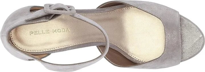 Pelle Moda Berlin High Women's Heels Pewter Shimmer Suede : 5 M - Image 3