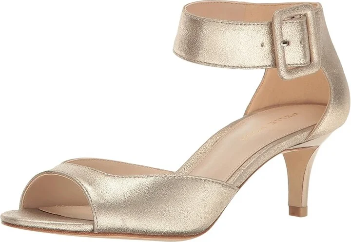 Pelle Moda Berlin High Women's Heels Platinum Gold Metallic Suede : 5 M - Image 2