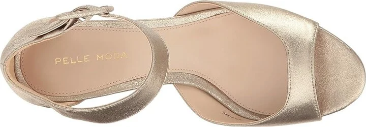 Pelle Moda Berlin High Women's Heels Platinum Gold Metallic Suede : 5 M - Image 3