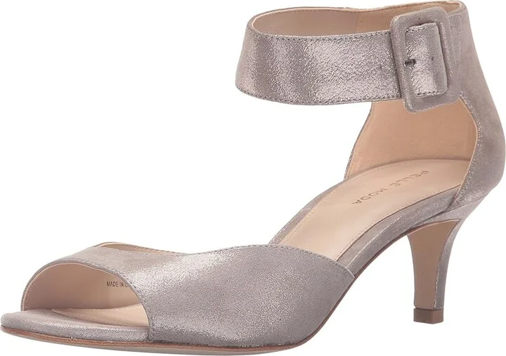 Pelle Moda Berlin High Women's Heels Taupe Shimmer Suede : 6 M - Image 2