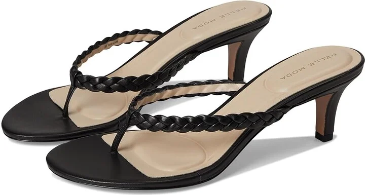 Pelle Moda Earlen Thong Women's Wedge Shoes Black : 8.5 M