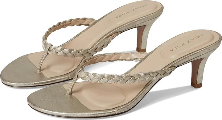 Pelle Moda Earlen Thong Women's Wedge Shoes Platinum Gold : 8 M