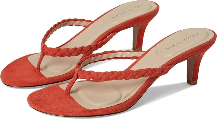 Pelle Moda Earlen Thong Women's Wedge Shoes Red Orange : 9 M
