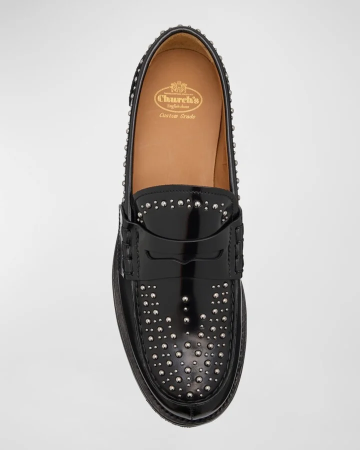 Pembrey Studded Leather Penny Loafers - Image 8