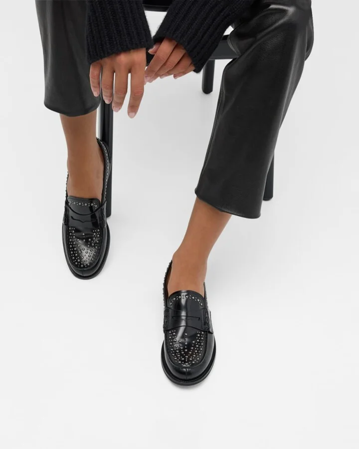 Pembrey Studded Leather Penny Loafers - Image 9