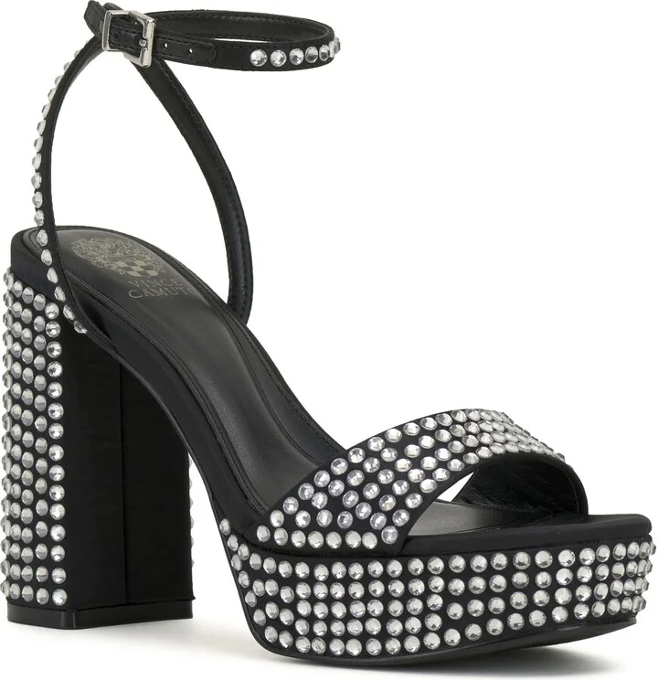 Pendrys Rhinestone Block Heel Sandal