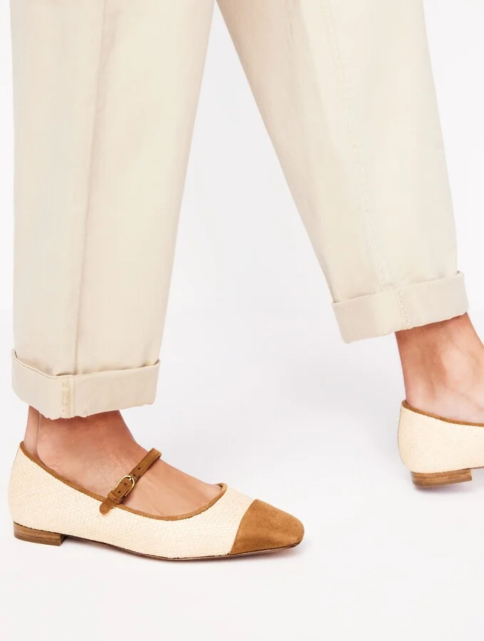 Penelope Mary Jane Flat, Gold Woven Leather - Image 4