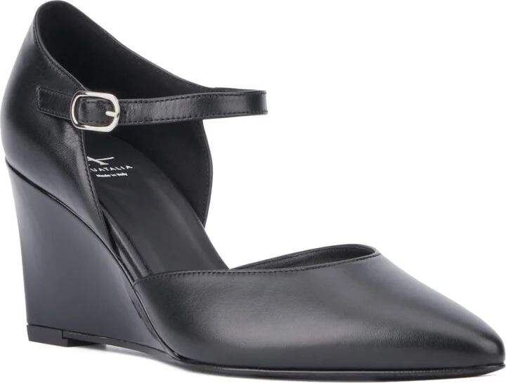 Penelopy Ankle Strap Pointed Toe Wedge Pump