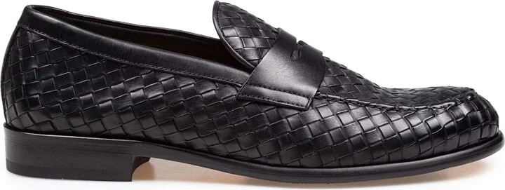 Penny Adler Moccasin In Woven Leather Color Black