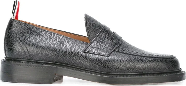 Penny Loafer With Leather Sole In Black Pebble Grain - Image 2