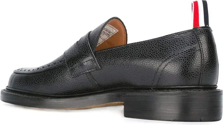 Penny Loafer With Leather Sole In Black Pebble Grain - Image 4