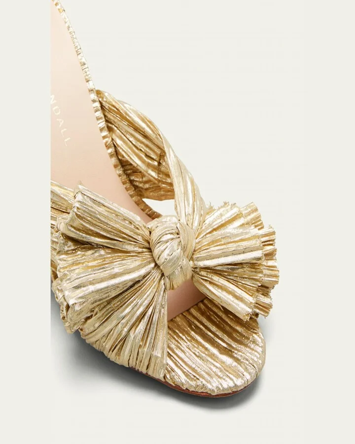 Penny Pleated Metallic Slide Sandals - Image 4
