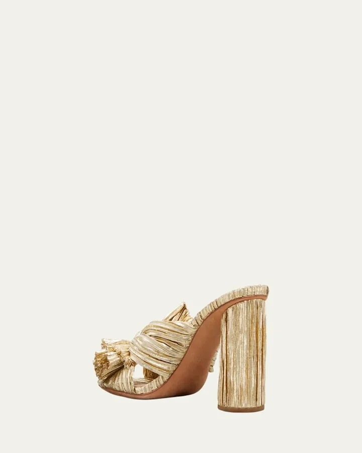 Penny Pleated Metallic Slide Sandals - Image 7