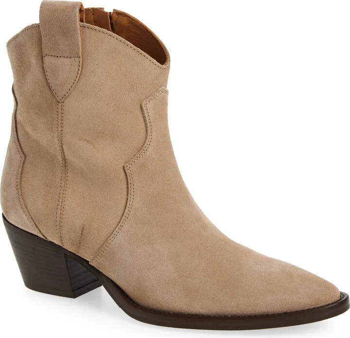 Penny Pointy Toe Block Heel Leather Bootie