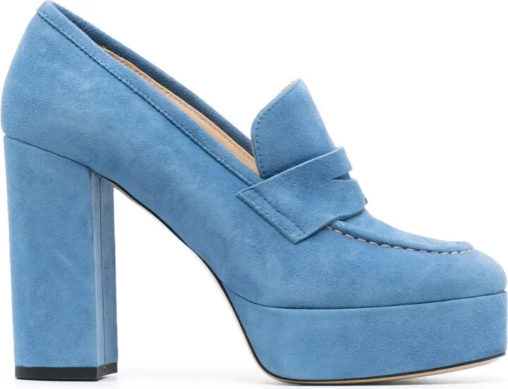 Penny-Slot 115mm Suede Platform Pumps