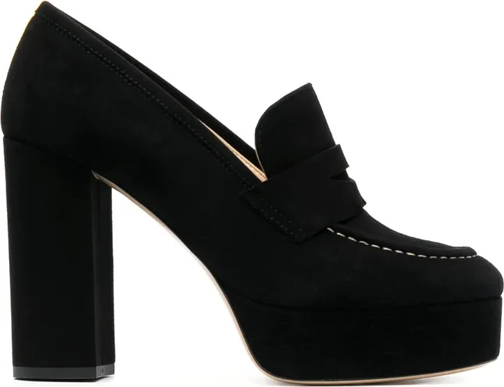 Penny-Slot 115mm Suede Platform Sandals