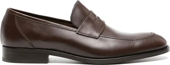Penny-Slot Polished Leather Loafers
