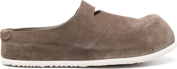 Penny-Slot Suede Sandals