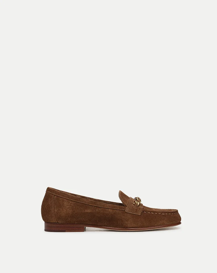 Penny Suede Chain-Link Loafer
