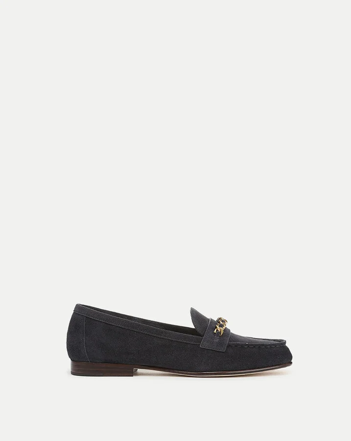 Penny Suede Chain-Link Loafer