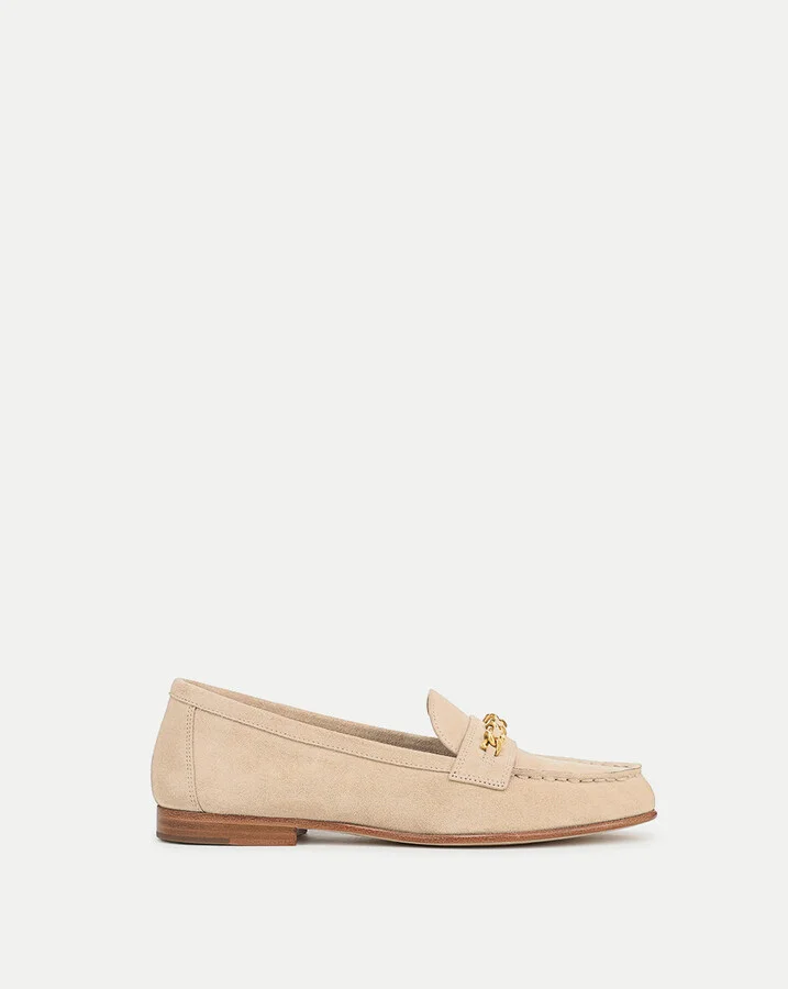Penny Suede Chain-Link Loafer