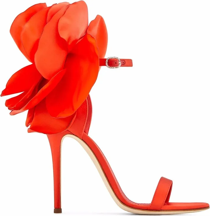 Peony satin-trim sandals
