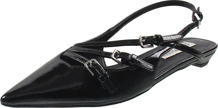 Peony Womens Strappy Leather Slingback Slippers